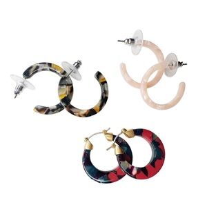 5/$25 😻 Multicolor Acrylic Hoop Earrings Set